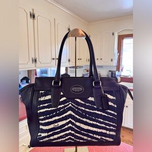 Coach Legacy Leather Purple Zebra Print Candace Carryall Purse Satchel LIKE NEW